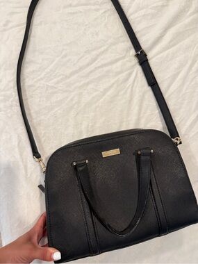 kate spade Black Leather Crossbody Dome Satchel